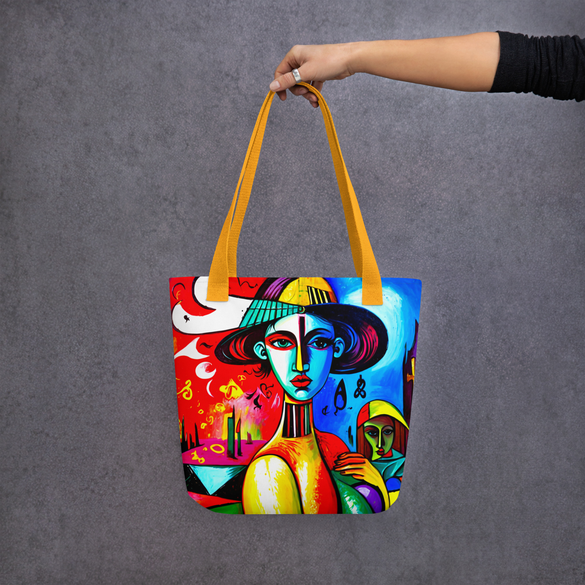 Blue Cubism Girl Tote Bag 12 Blue Cubism Girl Tote Bag - Image 12