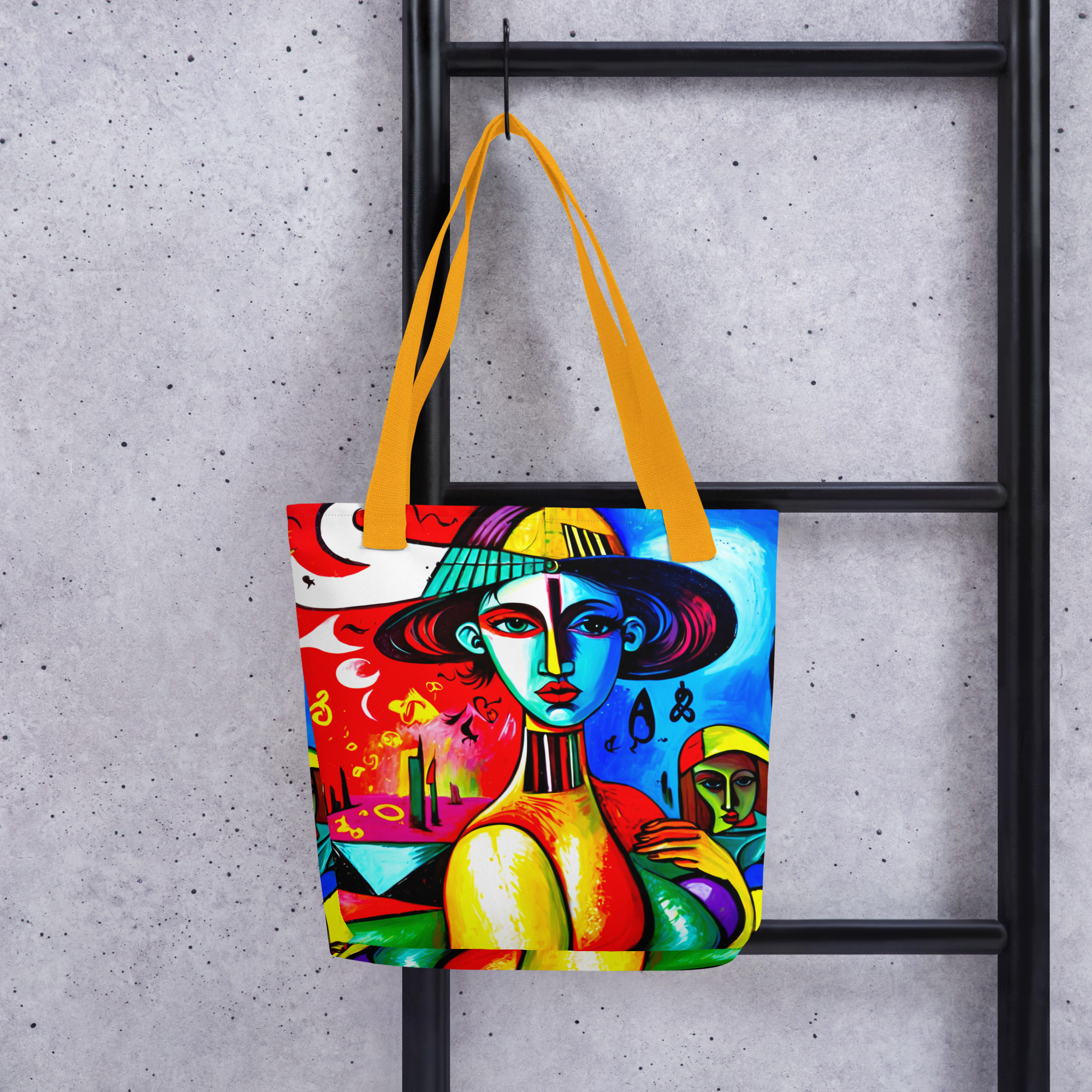 Blue Cubism Girl Tote Bag 13 Blue Cubism Girl Tote Bag - Image 13
