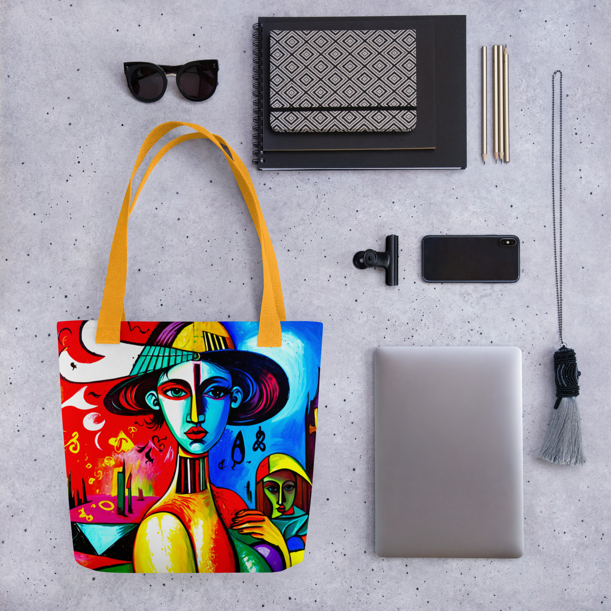 Blue Cubism Girl Tote Bag 14 Blue Cubism Girl Tote Bag - Image 14