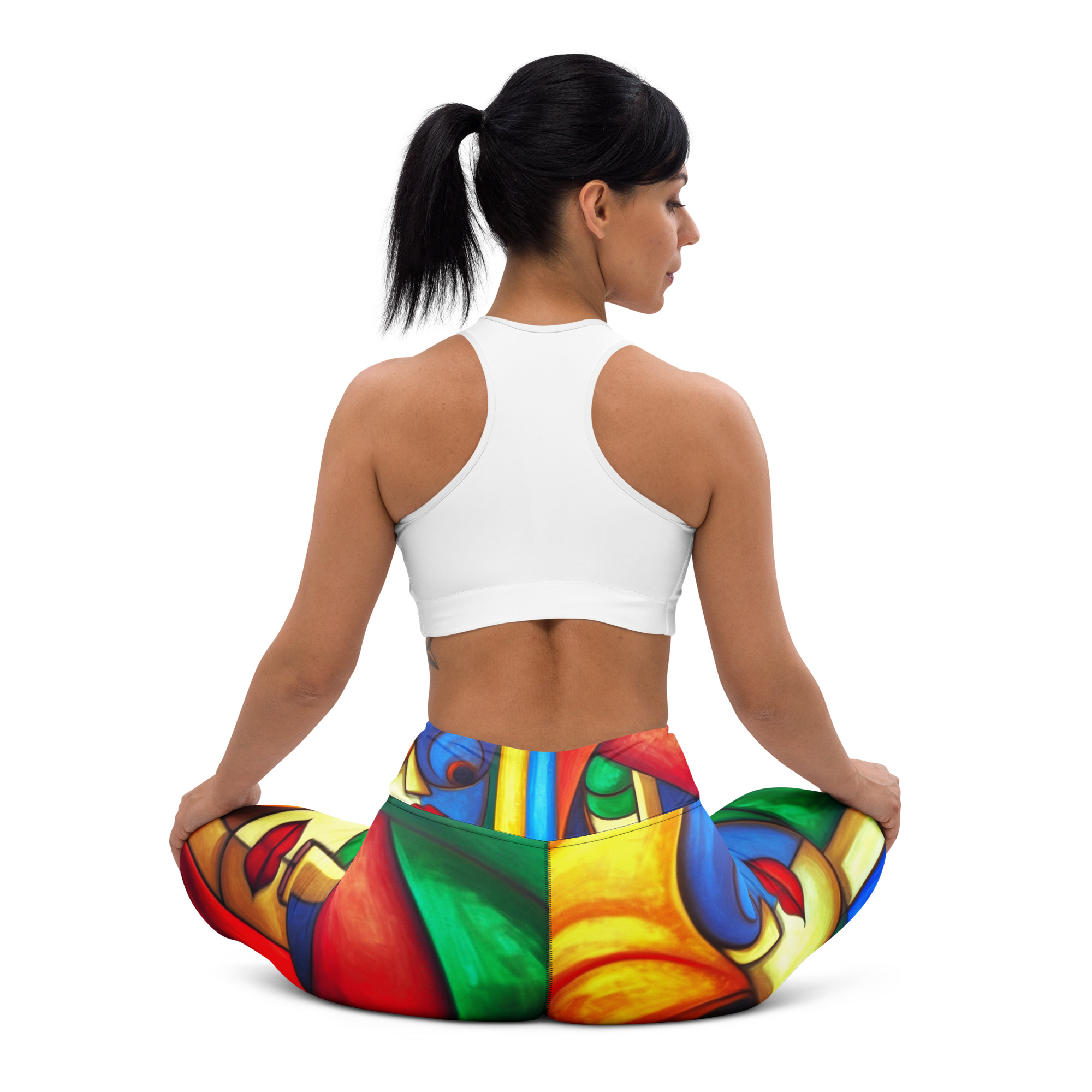 Colourful Cubism Yoga Leggings – Artistic Activewear 10 Colourful Cubism Yoga Leggings – Artistic Activewear - Image 10