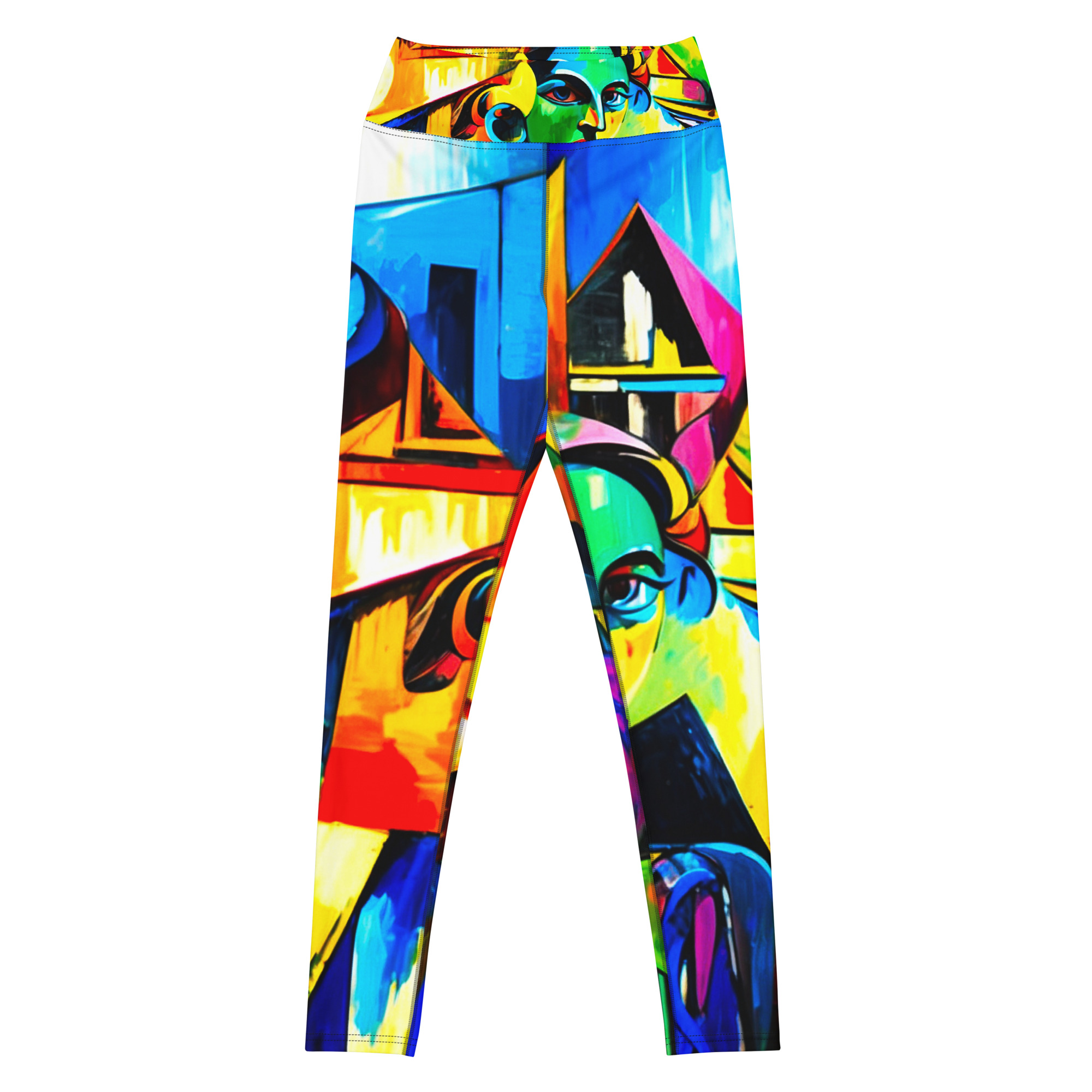 Cubism Colours Yoga Leggings 1 Cubism Colours Yoga Leggings