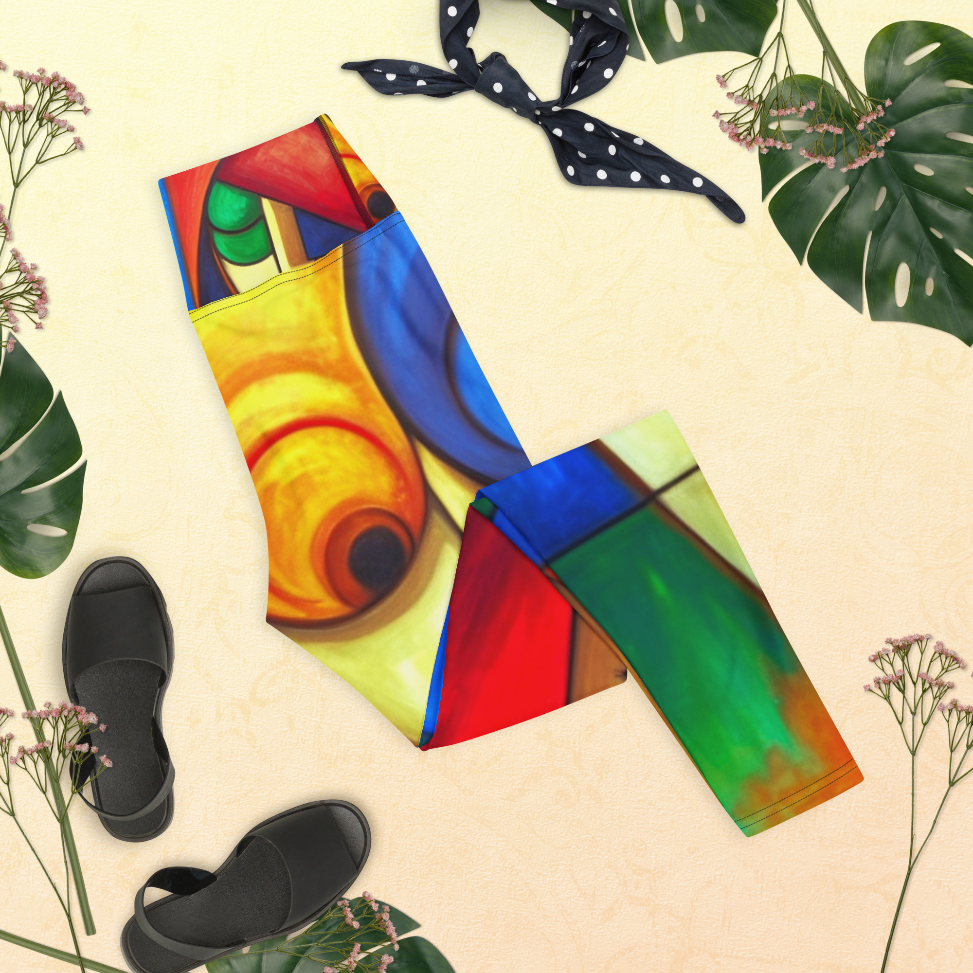 Colourful Cubism Yoga Leggings – Artistic Activewear 17 Colourful Cubism Yoga Leggings – Artistic Activewear - Image 17