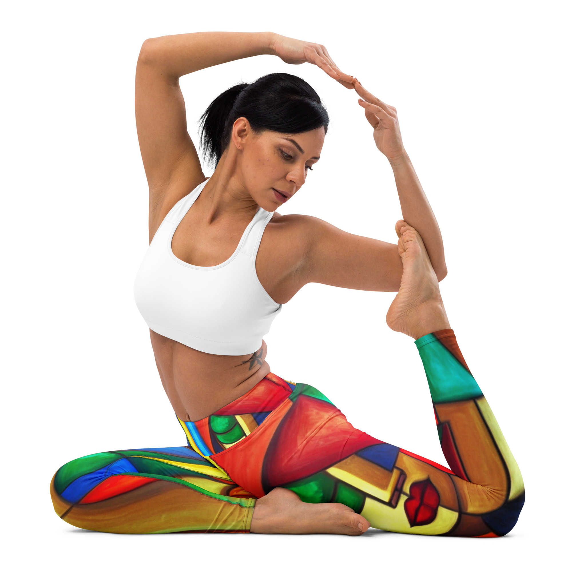 Colourful Cubism Yoga Leggings – Artistic Activewear 18 Colourful Cubism Yoga Leggings – Artistic Activewear - Image 18