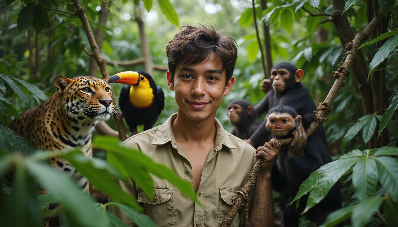 George of the Jungle swinging on a vine