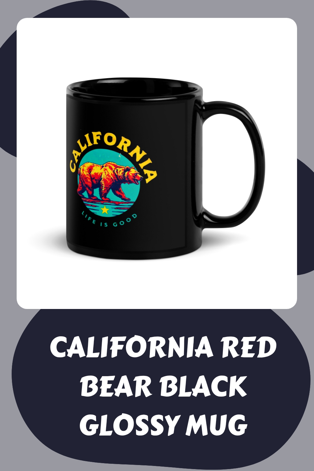 California Red Bear Black Glossy Mug generated pin 20876 1