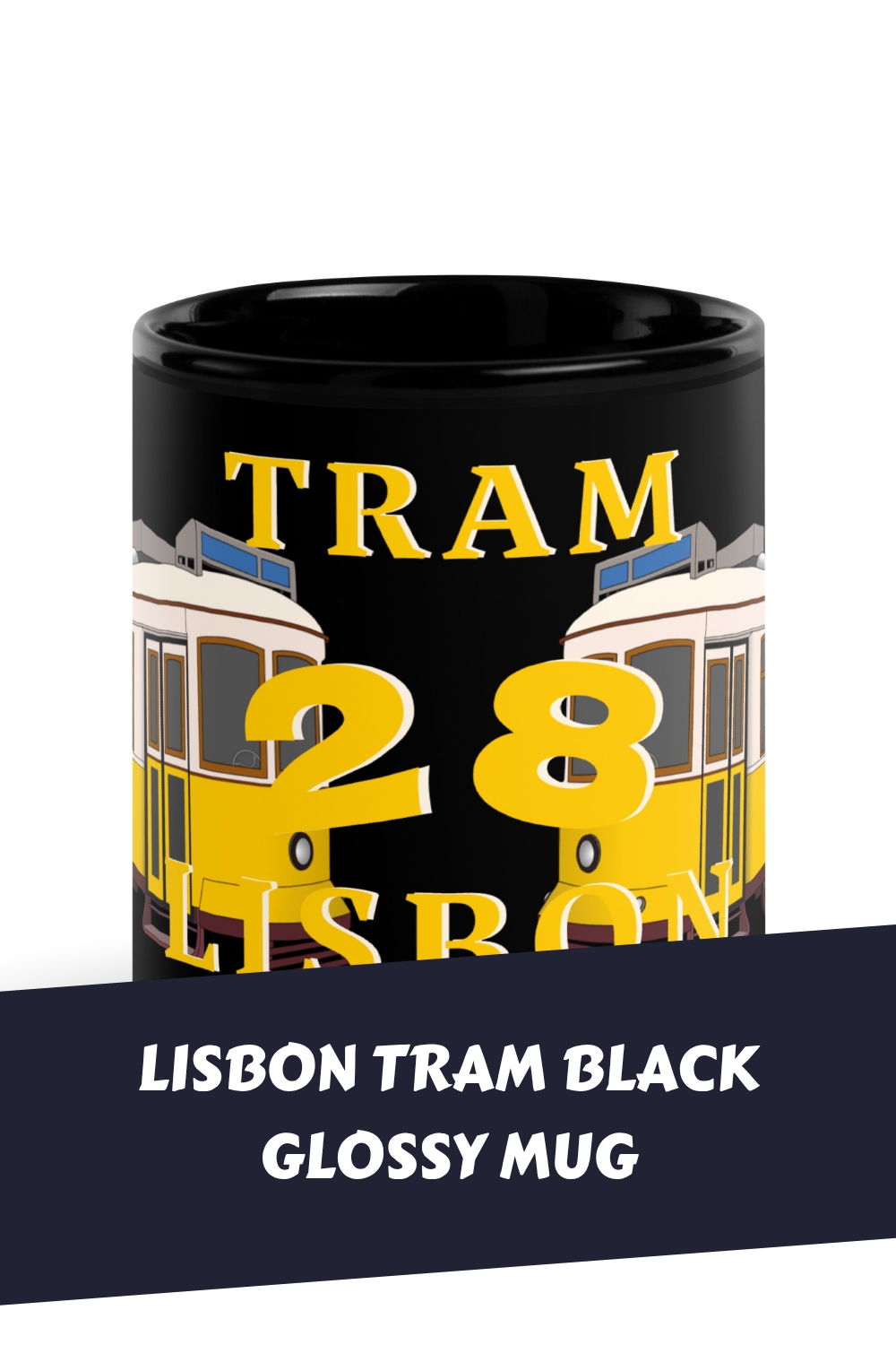 Lisbon Tram Black Glossy Mug generated pin 20626 1