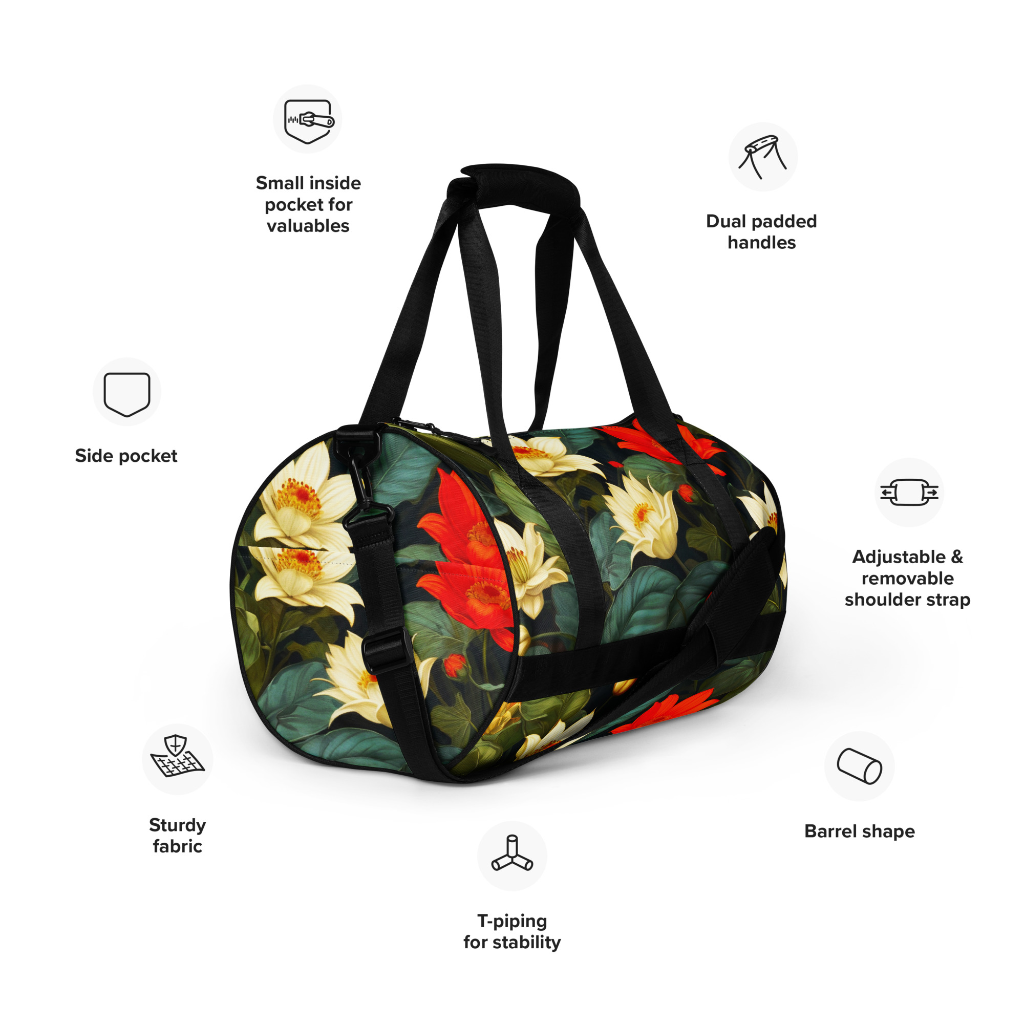 Floral Fitness Gym Bag 9 Floral Fitness Gym Bag - Image 9
