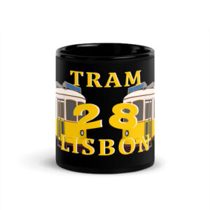 Lisbon Tram Black Glossy Mug