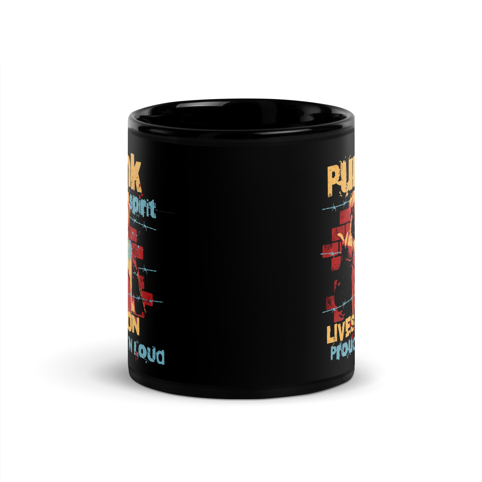 Punk Spirit Black Glossy Mug 3 Punk Spirit Black Glossy Mug - Image 3