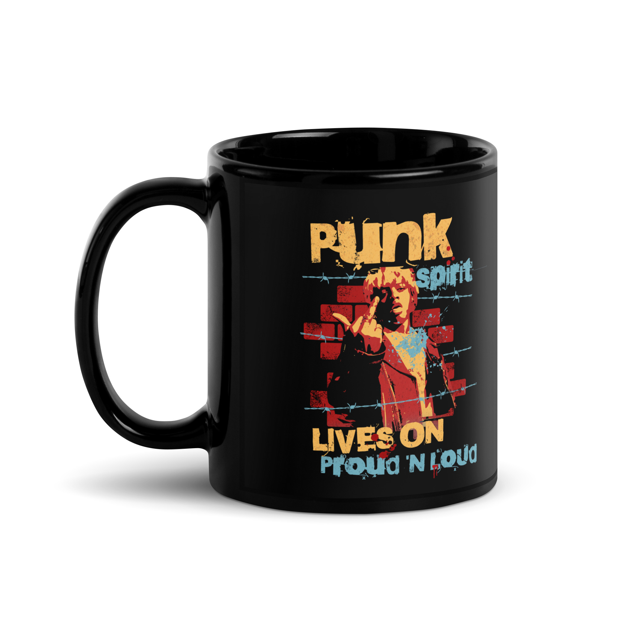 Punk Spirit Black Glossy Mug 2 Punk Spirit Black Glossy Mug - Image 2