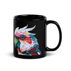 Happy Parrot Black Glossy Mug