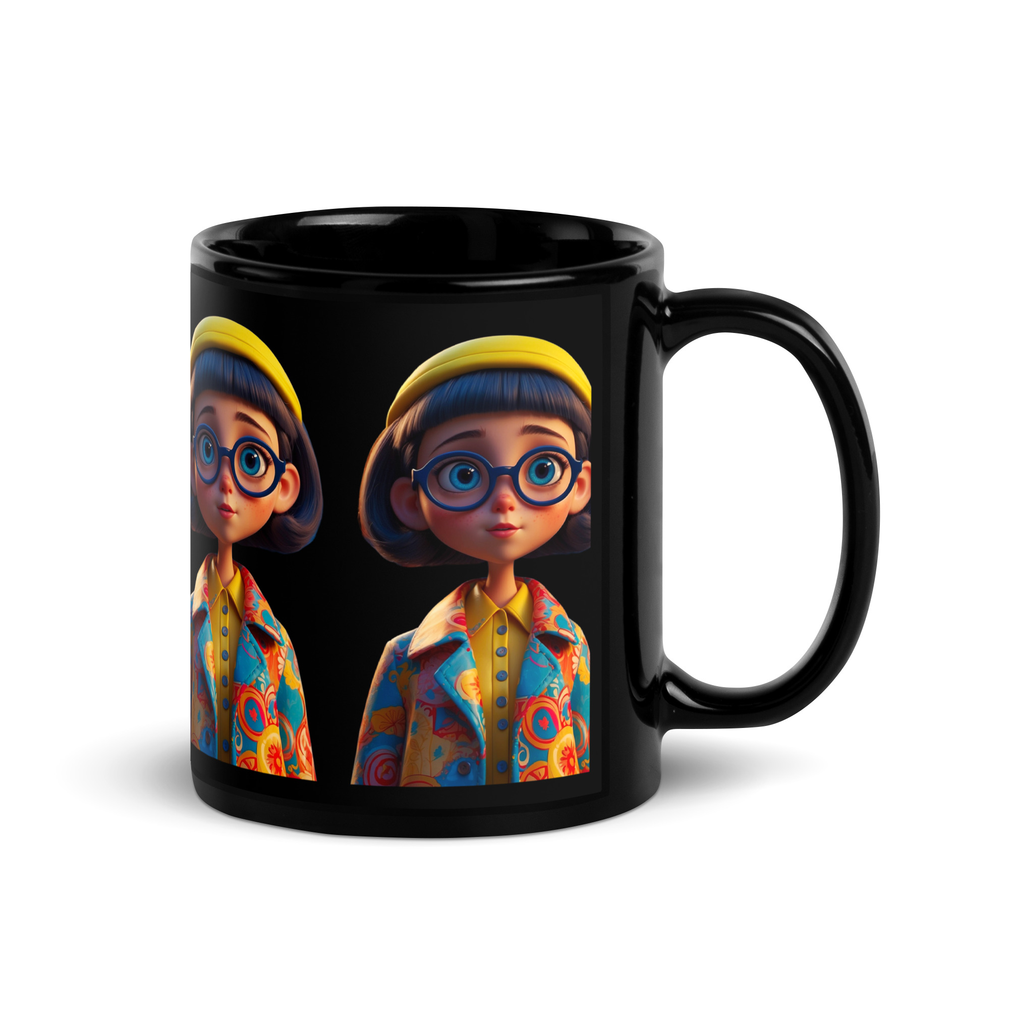 Big Eyes Black Glossy Mug 3 Big Eyes Black Glossy Mug - Image 3