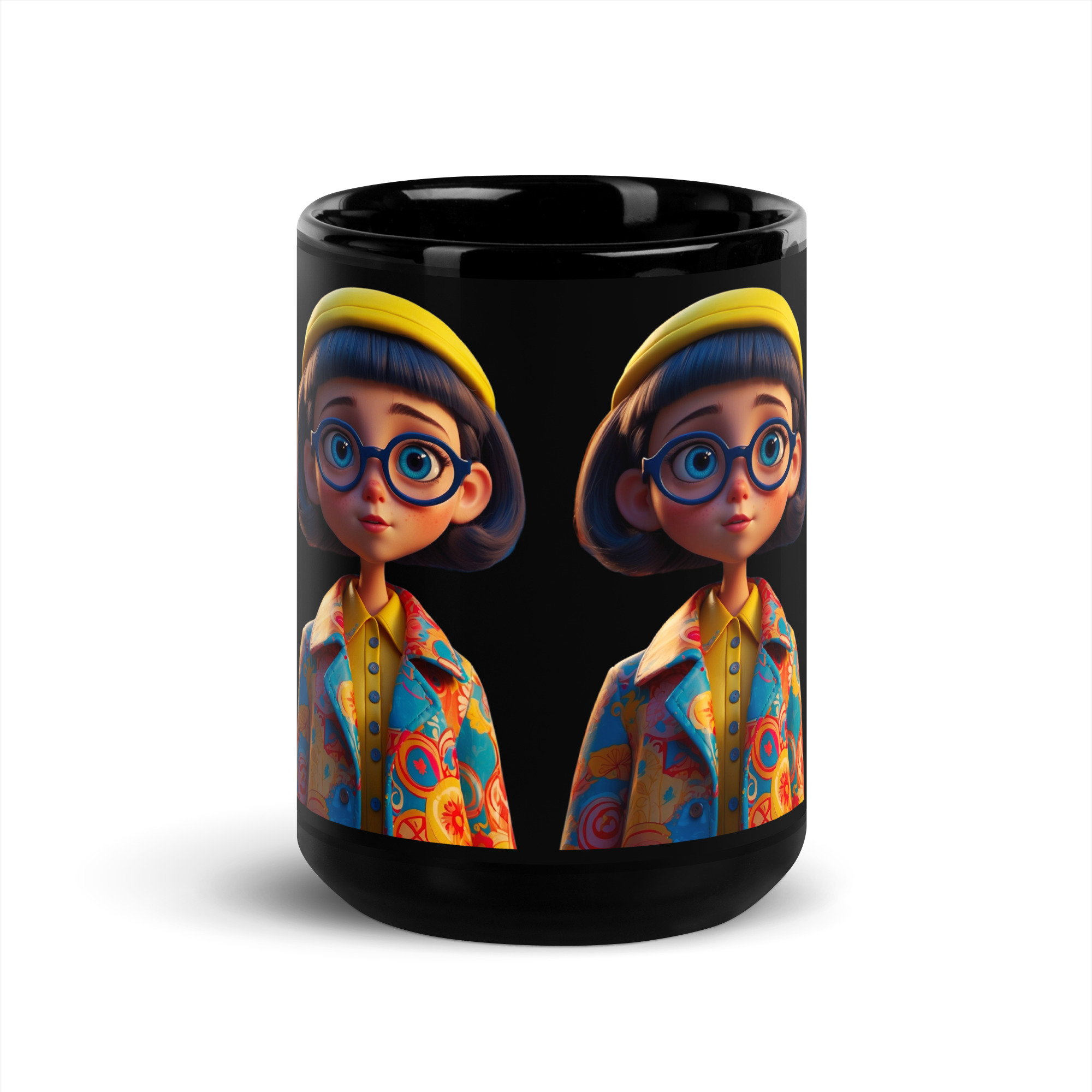 Big Eyes Black Glossy Mug 6 Big Eyes Black Glossy Mug - Image 6