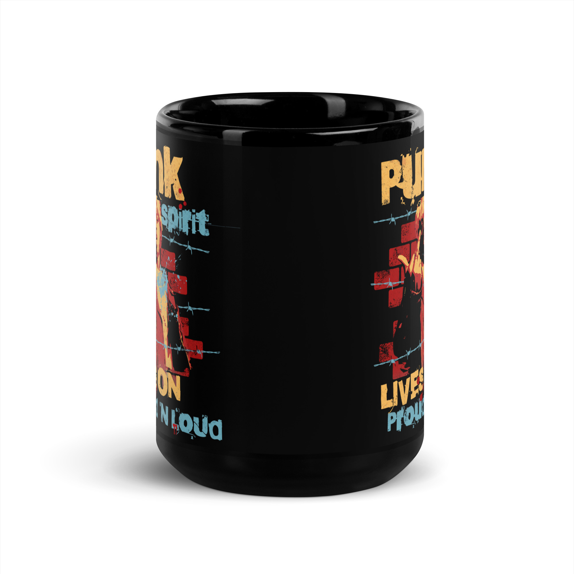 Punk Spirit Black Glossy Mug 6 Punk Spirit Black Glossy Mug - Image 6