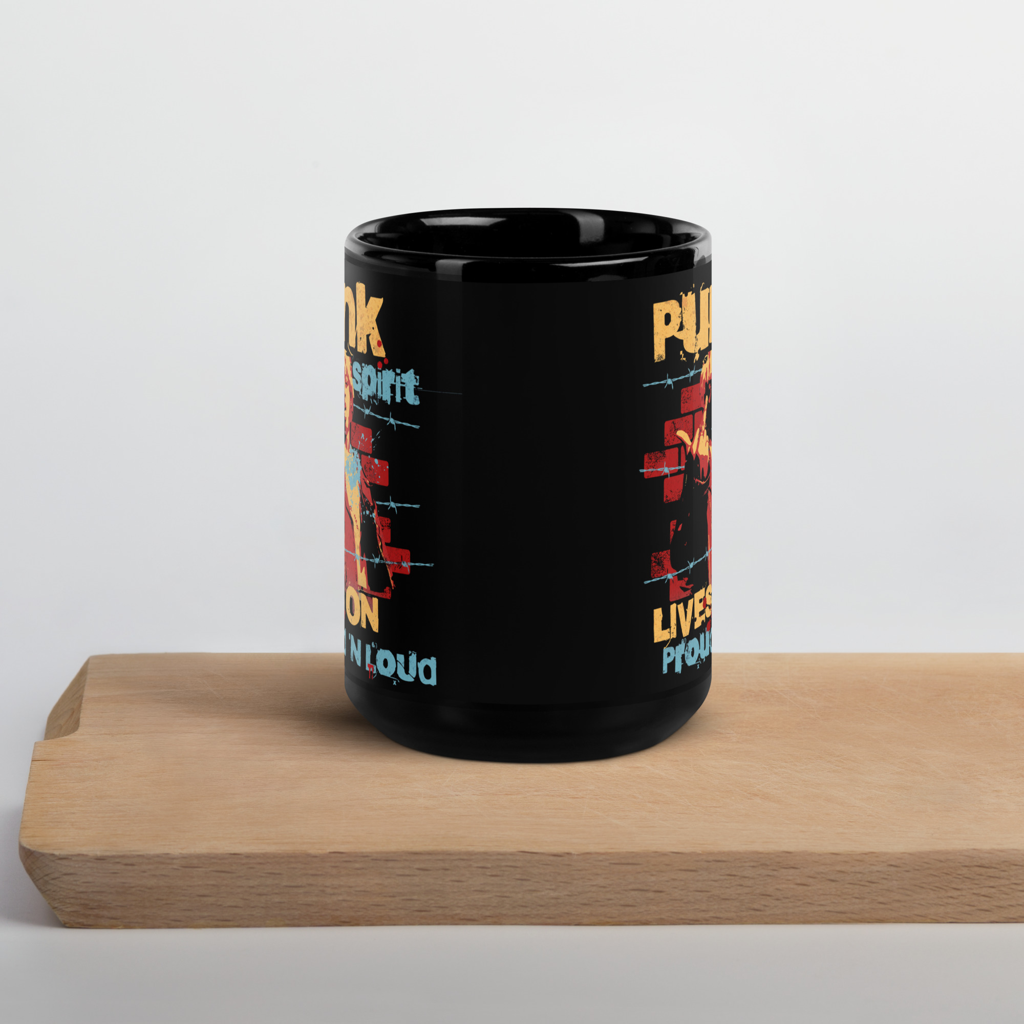 Punk Spirit Black Glossy Mug 9 Punk Spirit Black Glossy Mug - Image 9