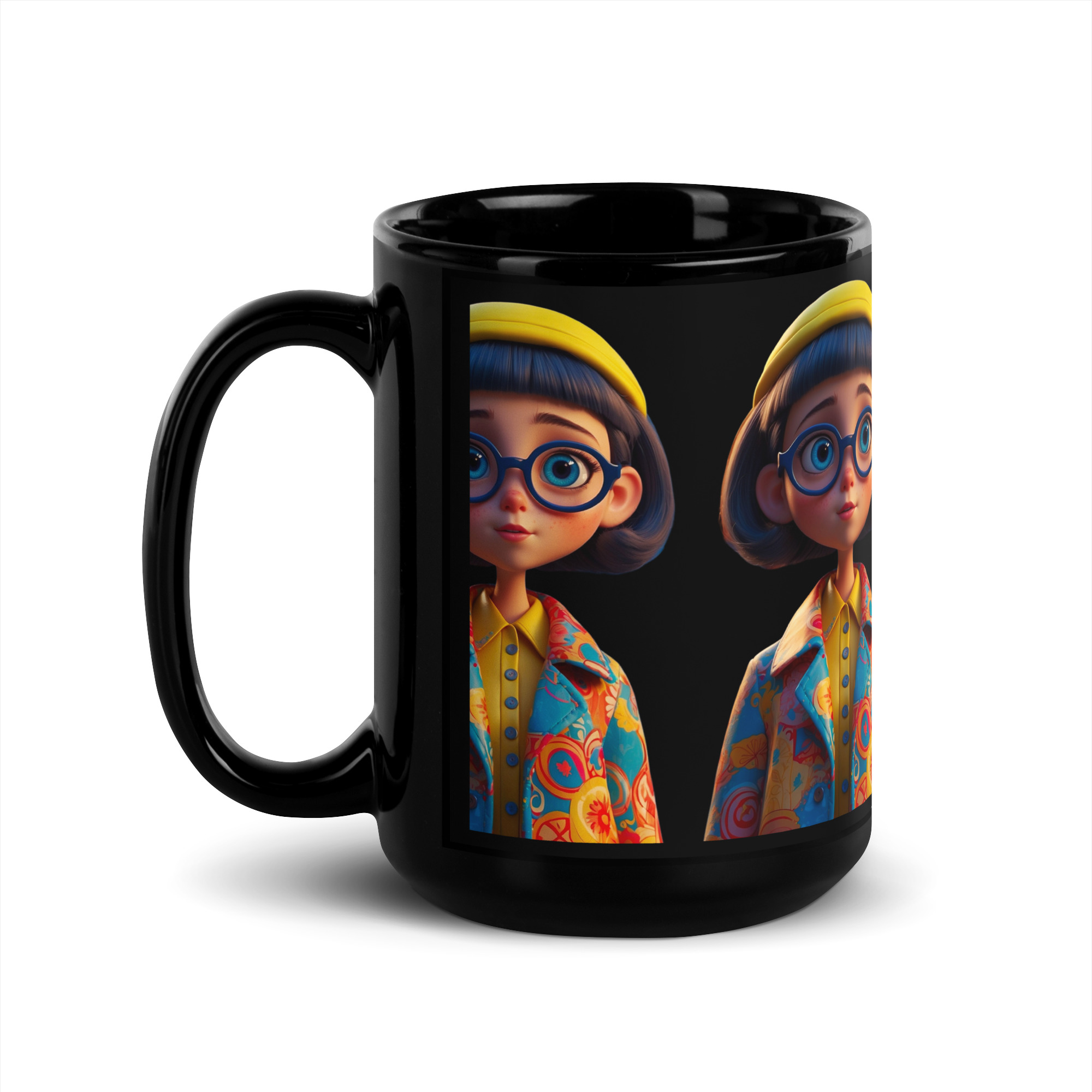 Big Eyes Black Glossy Mug 4 Big Eyes Black Glossy Mug - Image 4