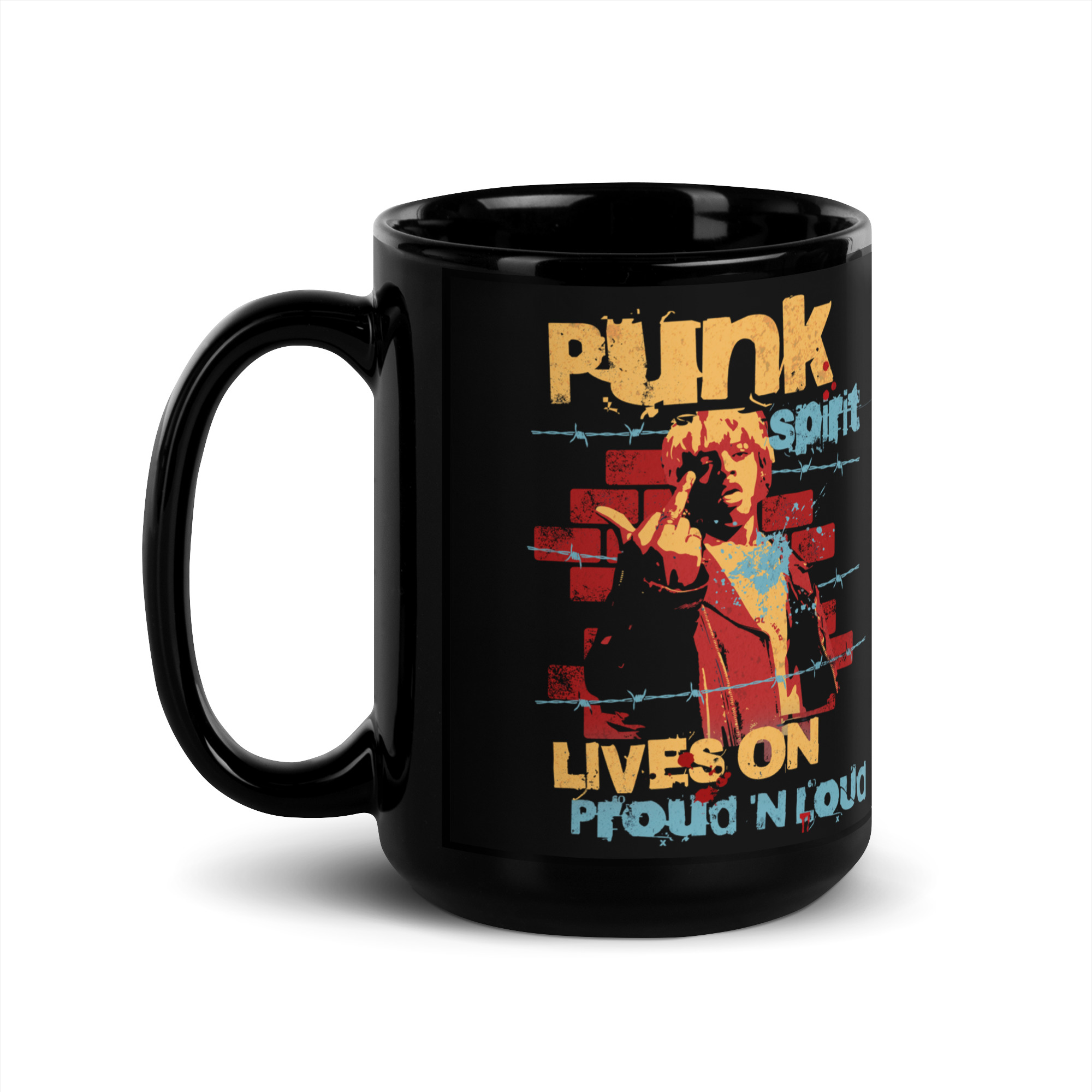 Punk Spirit Black Glossy Mug 4 Punk Spirit Black Glossy Mug - Image 4