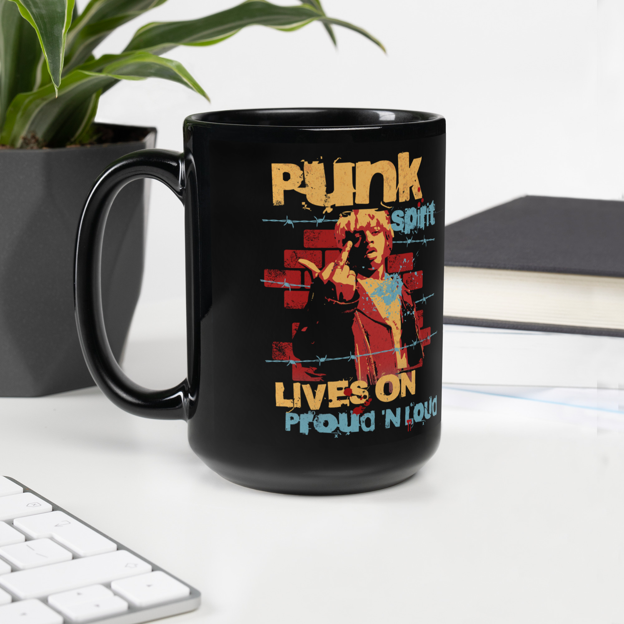 Punk Spirit Black Glossy Mug 10 Punk Spirit Black Glossy Mug - Image 10