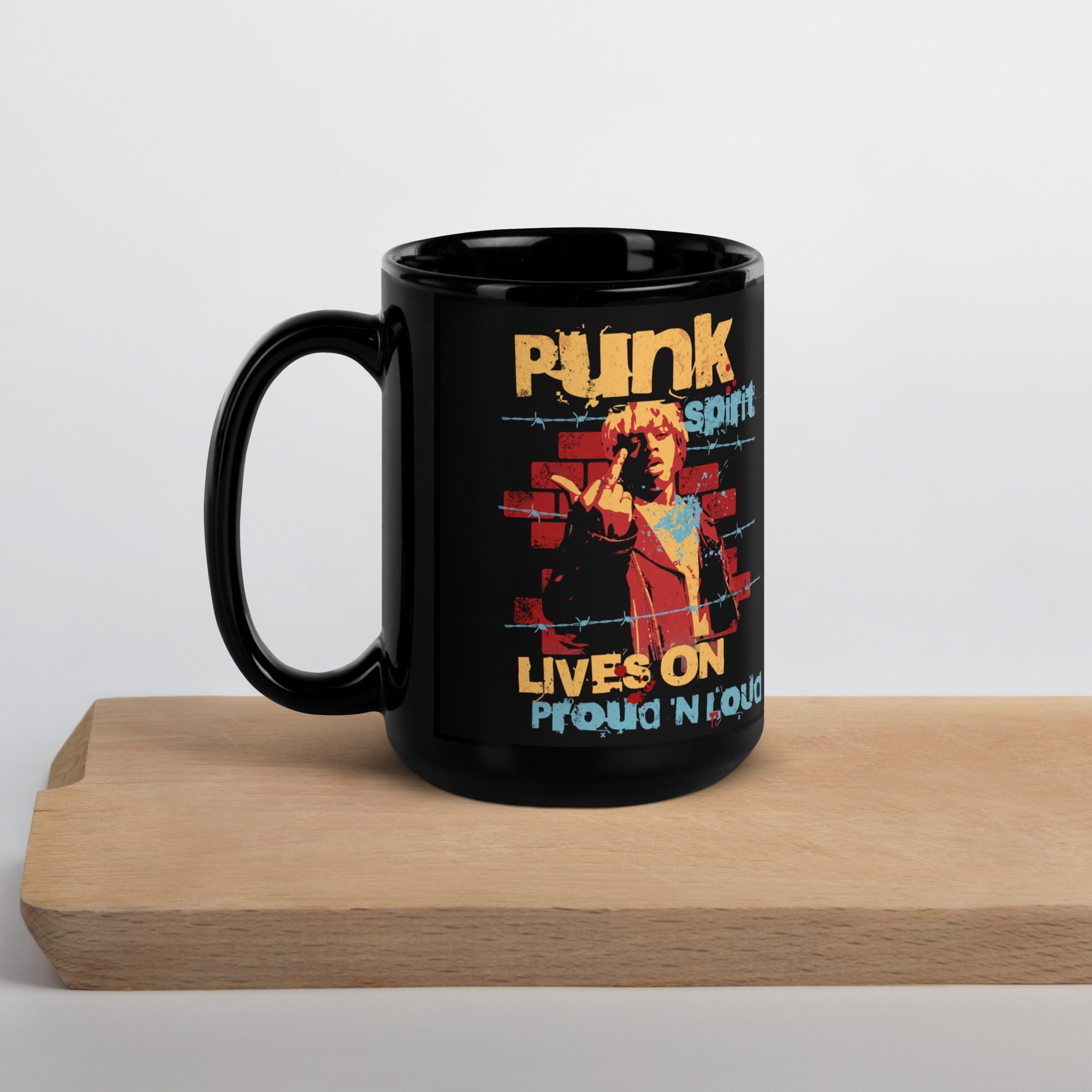 Punk Spirit Black Glossy Mug 11 Punk Spirit Black Glossy Mug - Image 11