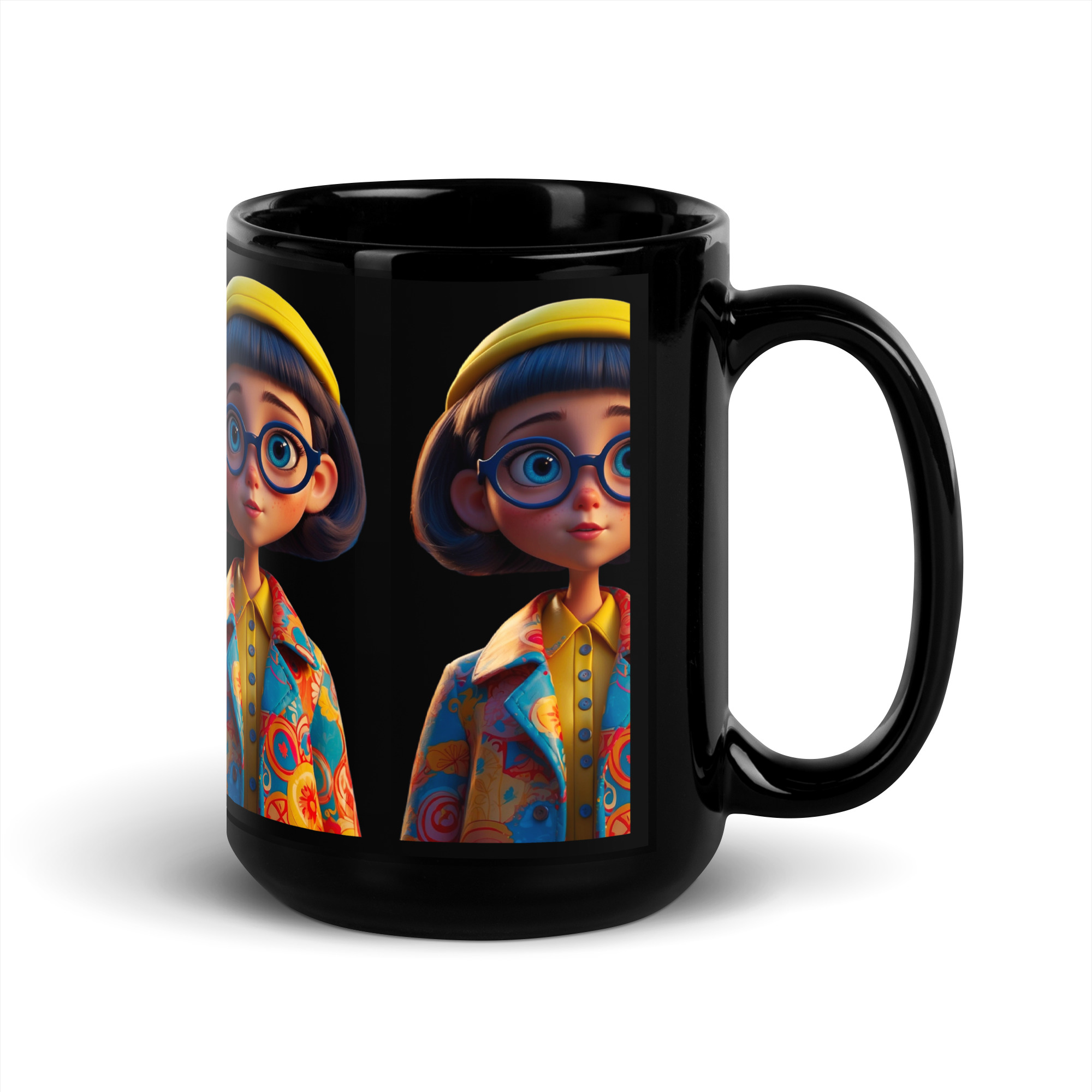 Big Eyes Black Glossy Mug 5 Big Eyes Black Glossy Mug - Image 5