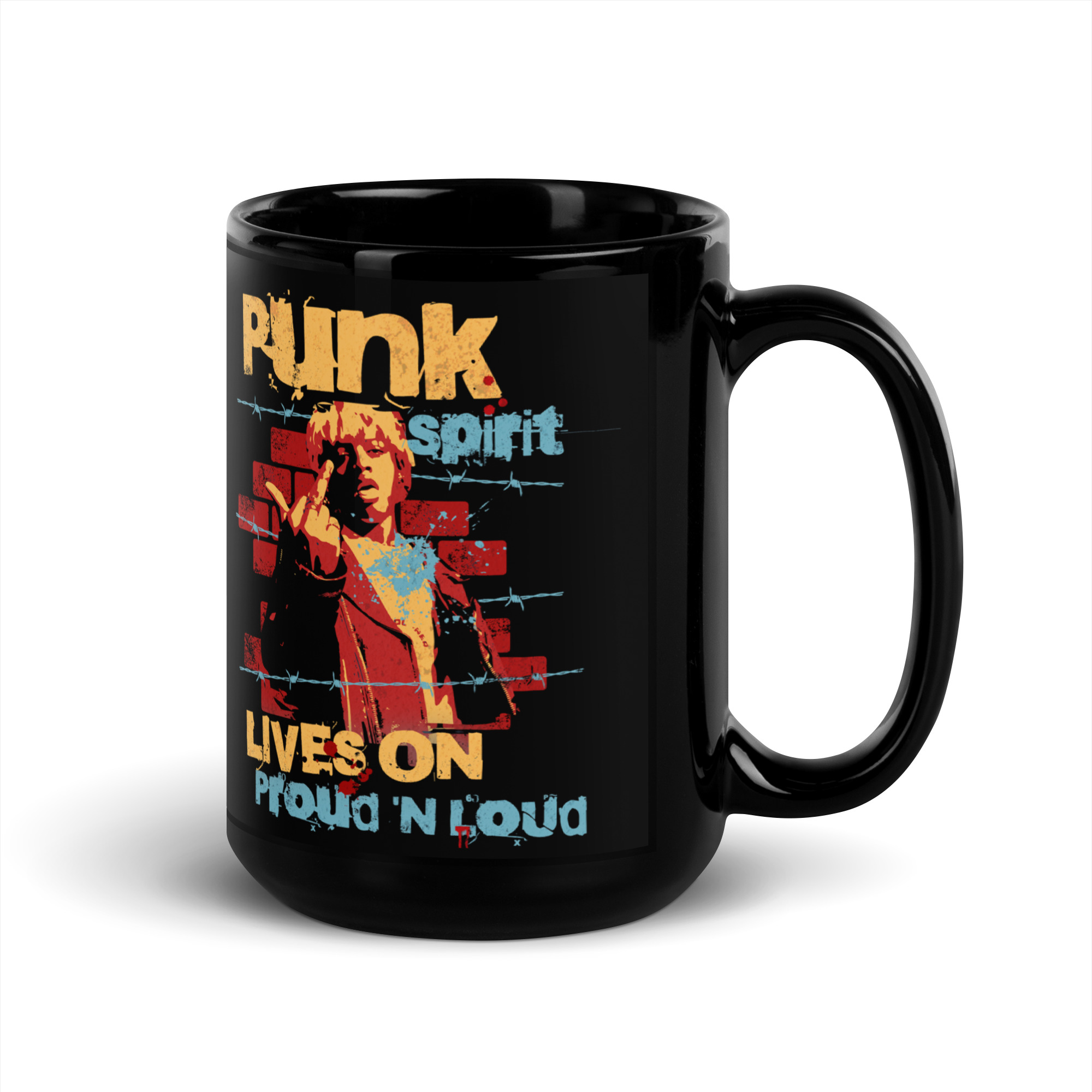 Punk Spirit Black Glossy Mug 5 Punk Spirit Black Glossy Mug - Image 5