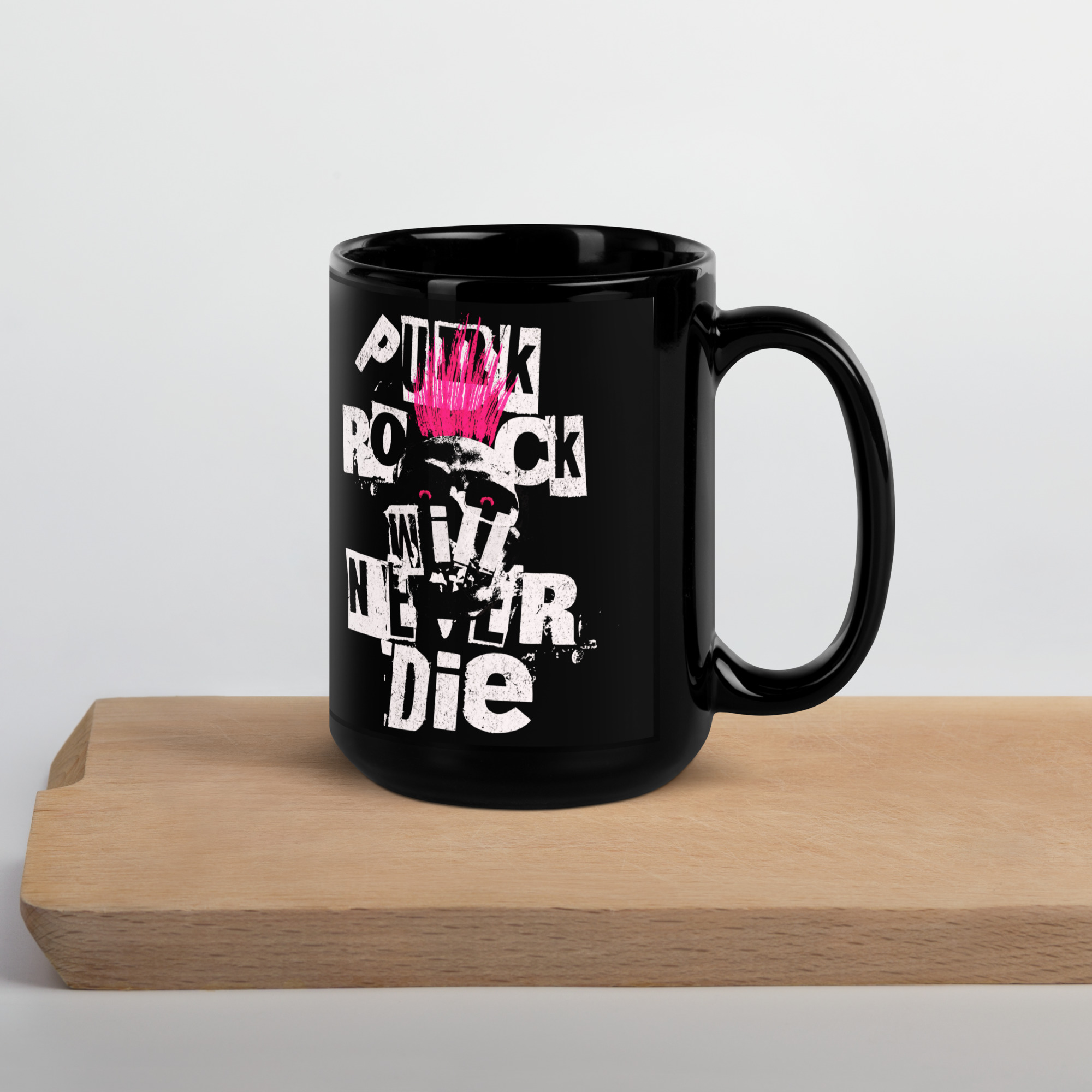 Punk Rock Black Glossy Mug 11 Punk Rock Black Glossy Mug - Image 11