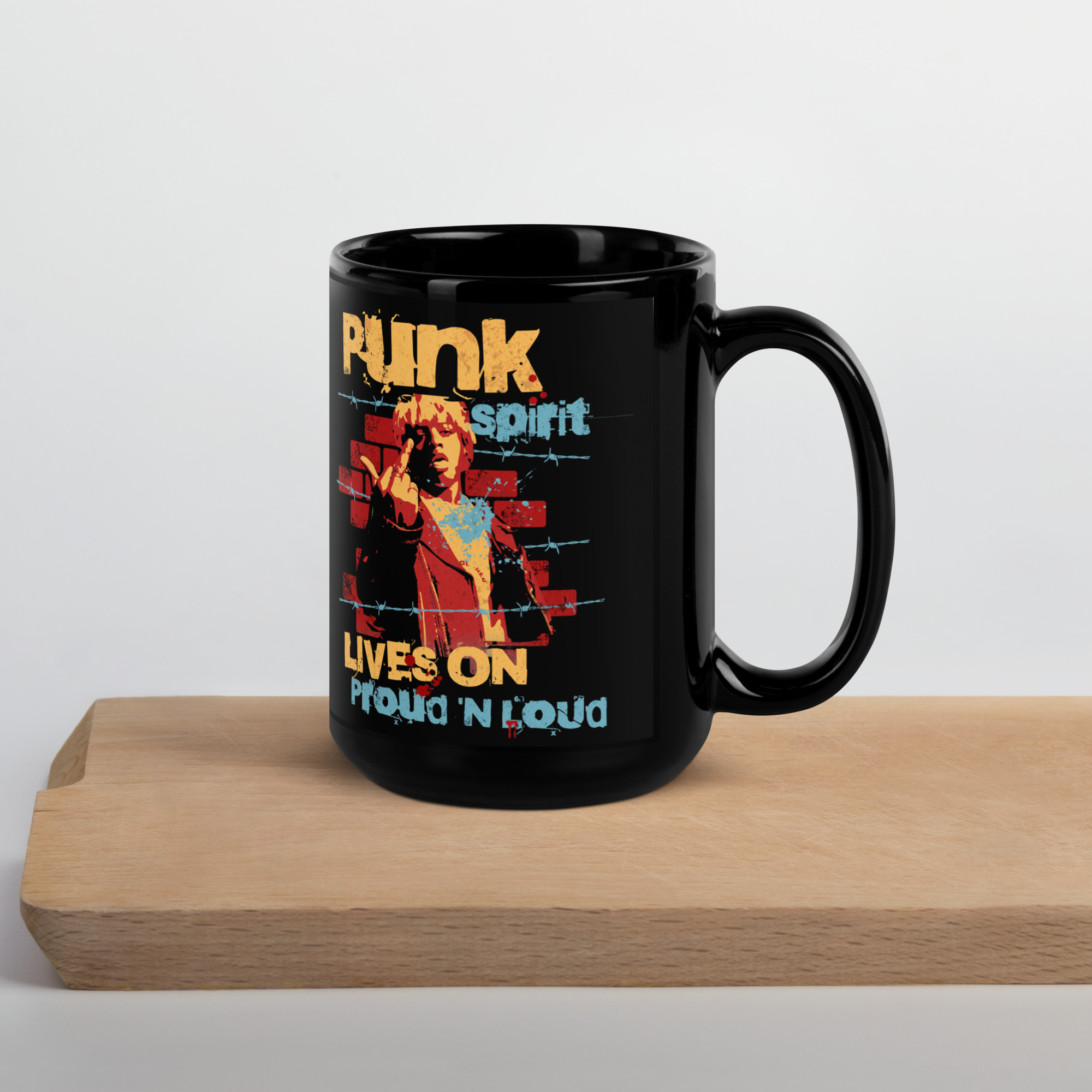 Punk Spirit Black Glossy Mug 13 Punk Spirit Black Glossy Mug - Image 13