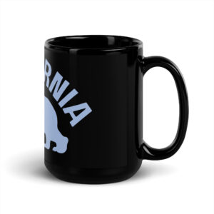 Blue California Bear Black Glossy Mug
