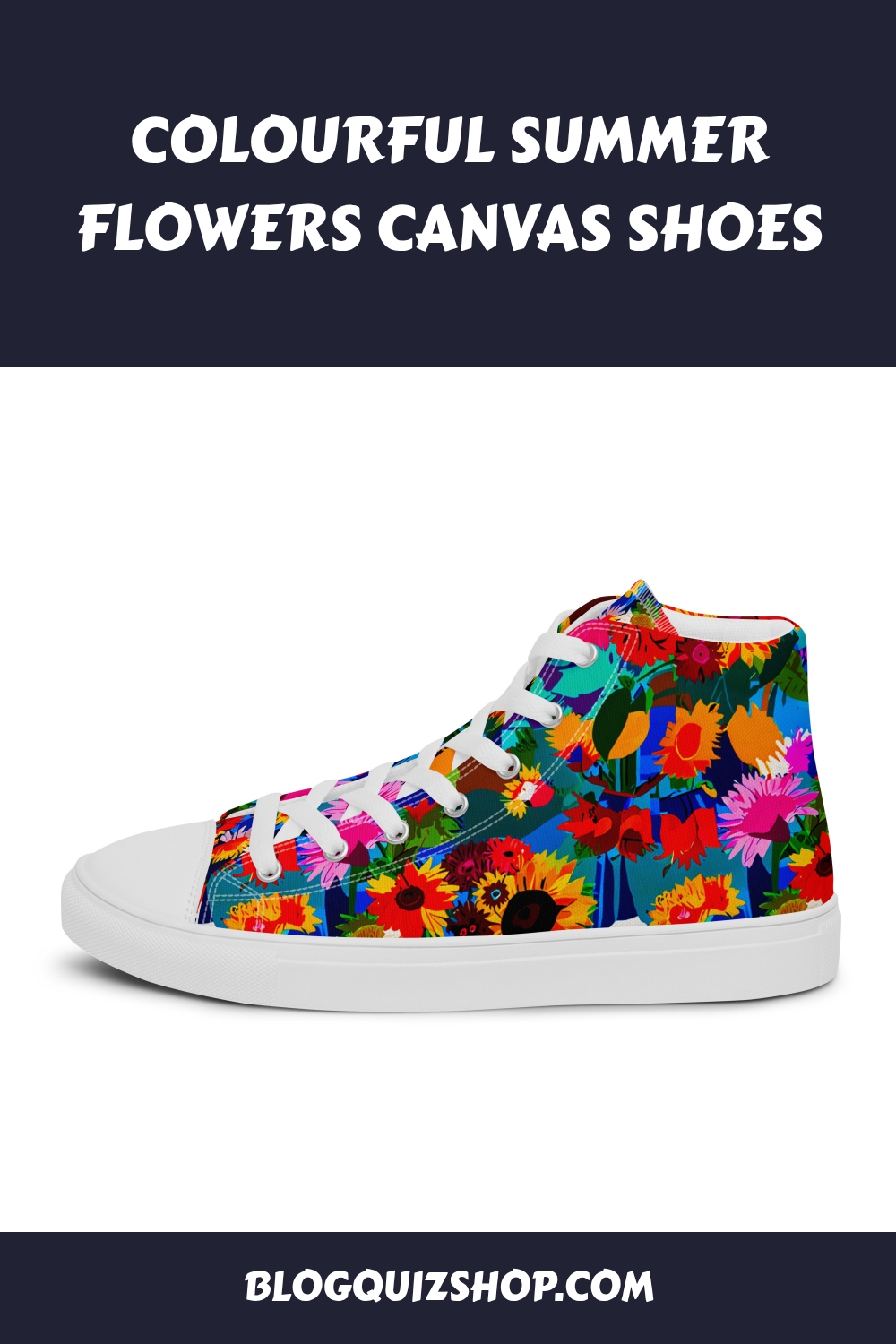 Colourful Summer Flowers Canvas Shoes generated pin 23740