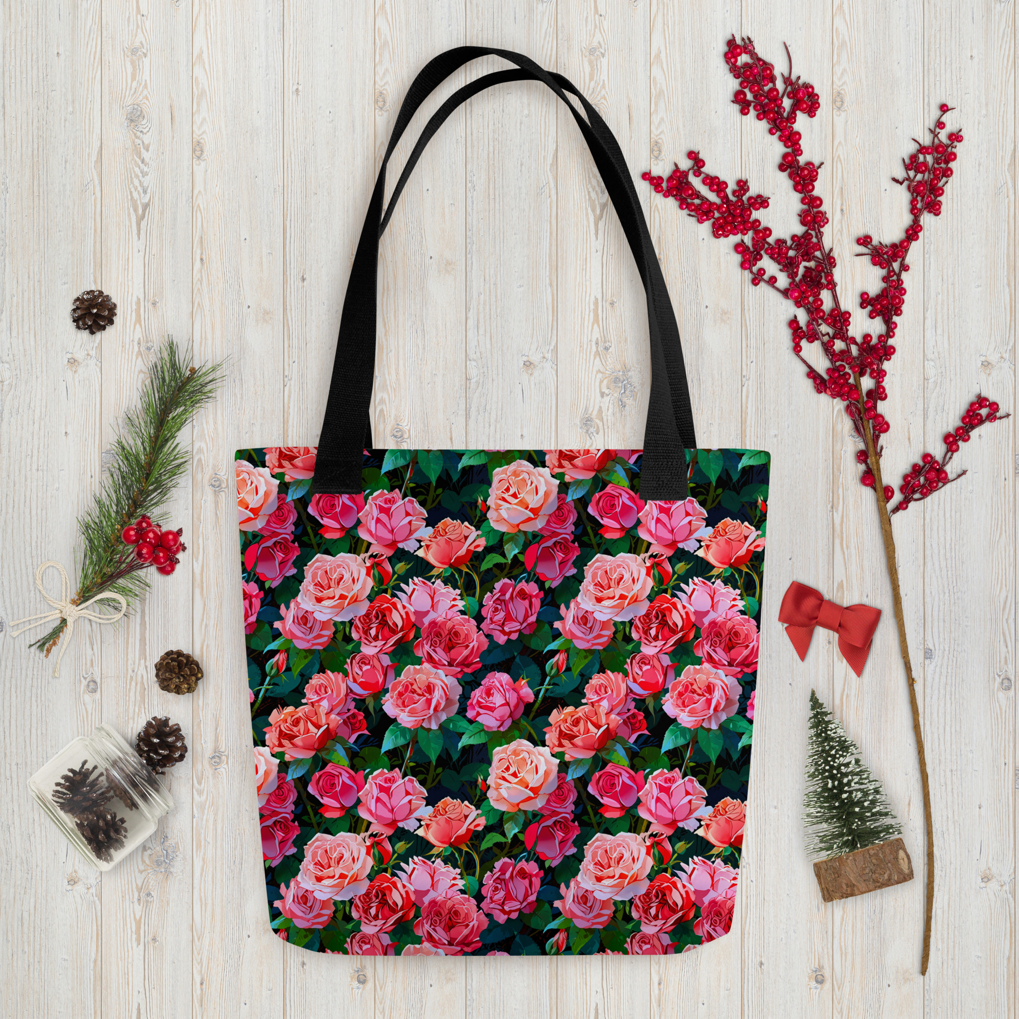 Red Pink Roses Tote Bag 8 Red Pink Roses Tote Bag - Image 8