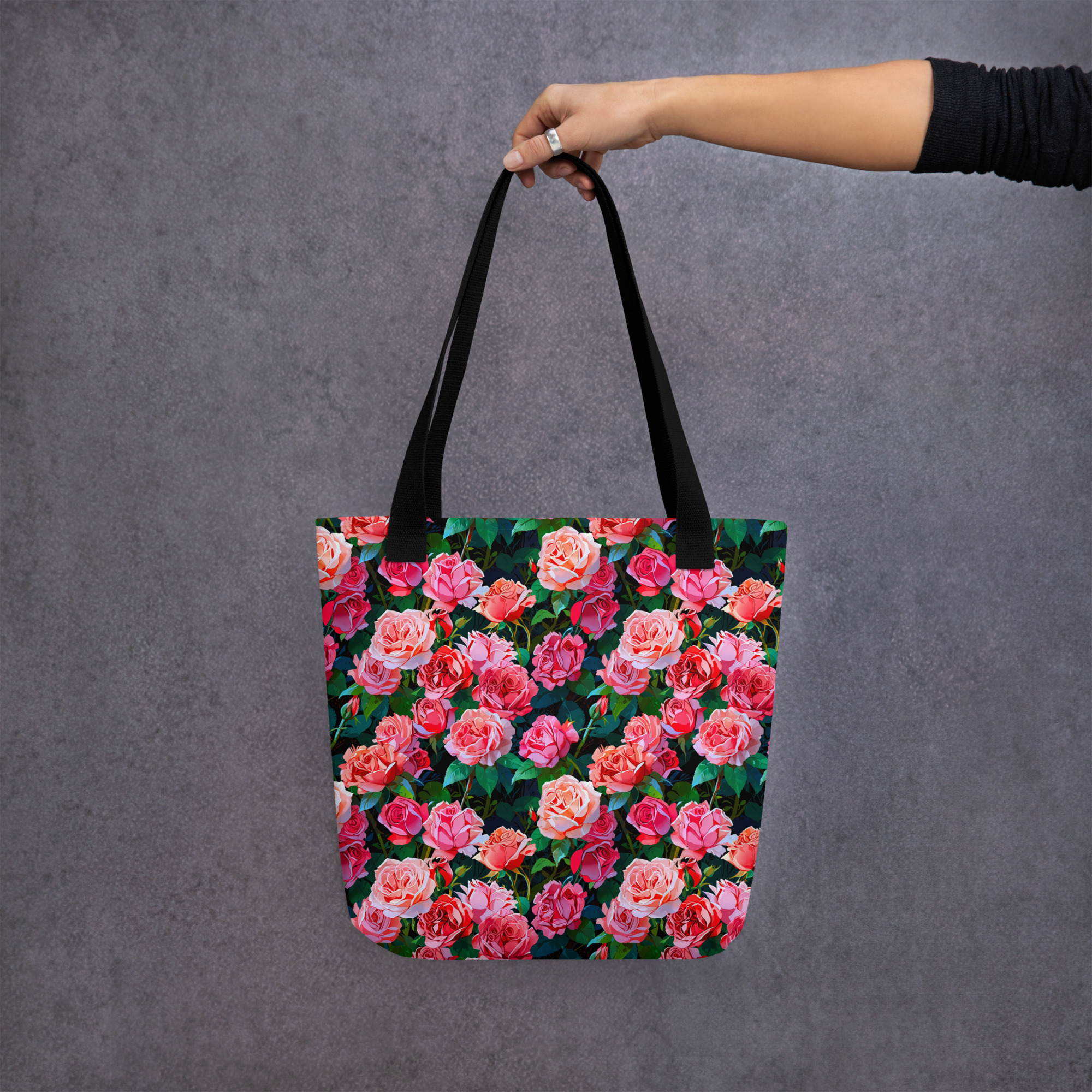 Red Pink Roses Tote Bag 9 Red Pink Roses Tote Bag - Image 9