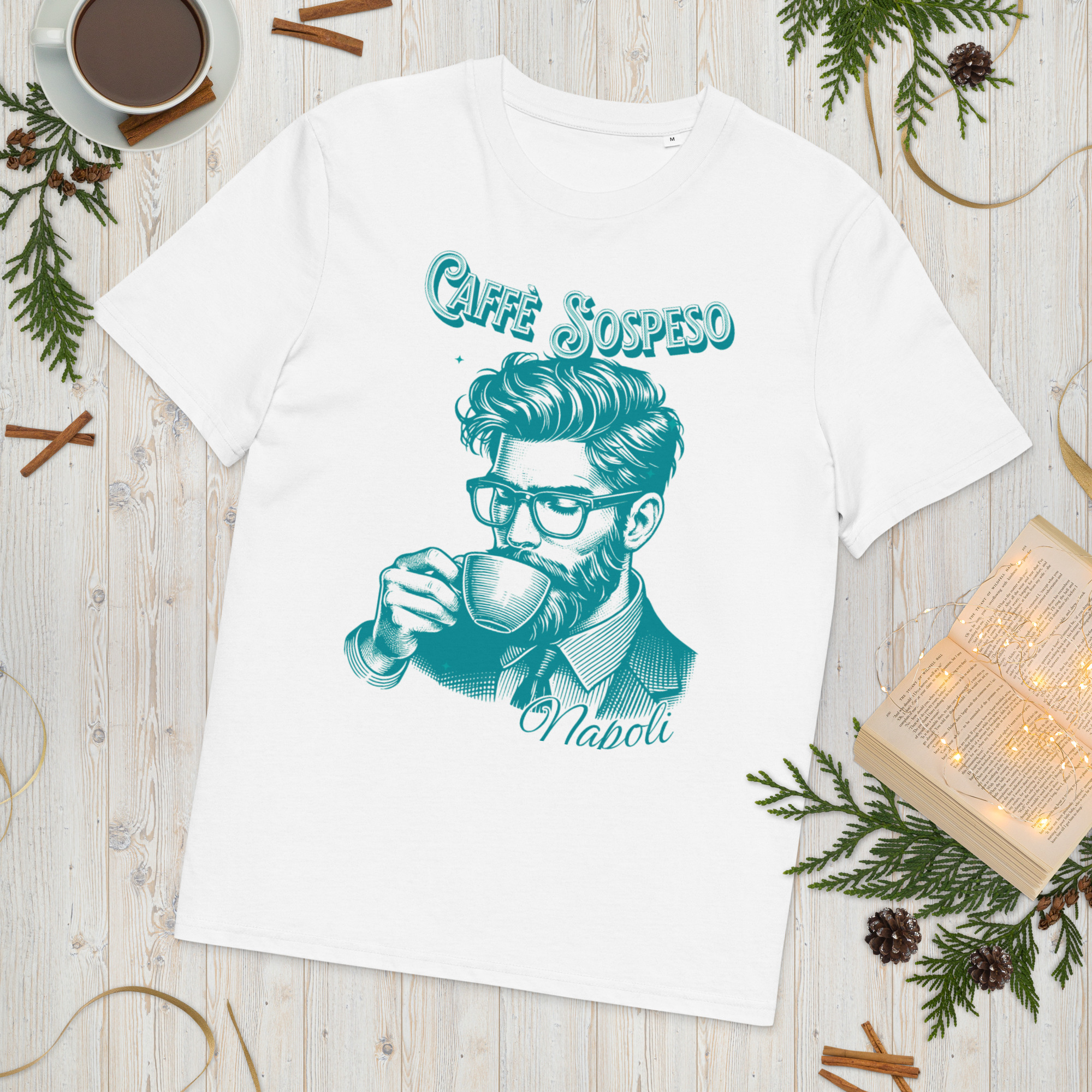 Blue Cafe Sospeso Light Cotton T-Shirt 8 Blue Cafe Sospeso Light Cotton T-Shirt - Image 8