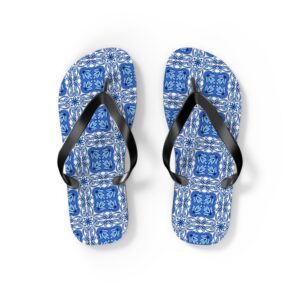 Blue Portuguese Ceramic Tile Flip-Flops