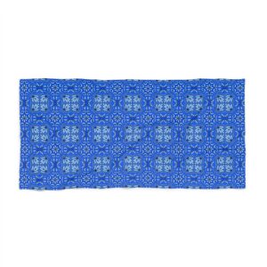 Mid-Blue Portuguese Ceramic Style Beach Towel