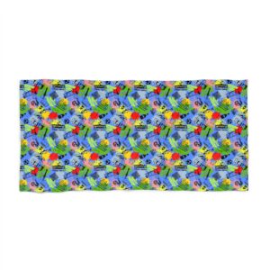 Mid-Blue Portuguese Symbols Beach Towel