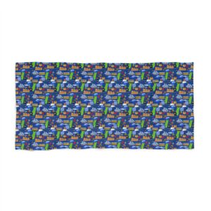 Symbols of Portugal Dark Blue Beach Towel