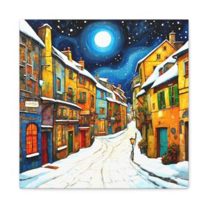 A Snowy Provence Village Canvas, Stretched, 1.25"