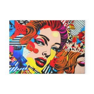 Pop Art Woman Glass Cutting Board