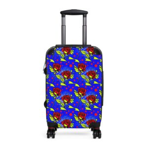 Blue Rose Pattern Carry-On Suitcase