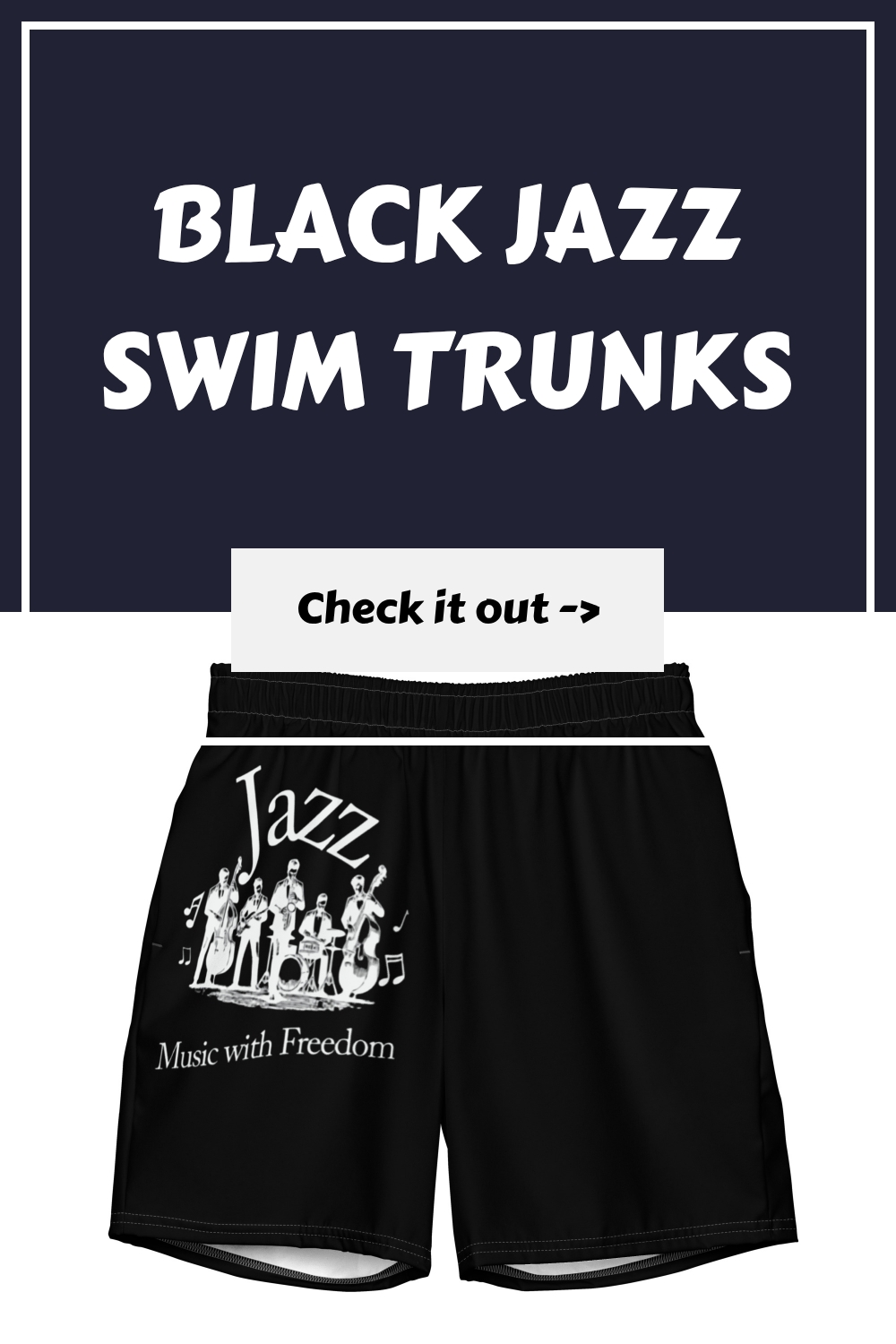 Black Jazz Swim Trunks generated pin 25292