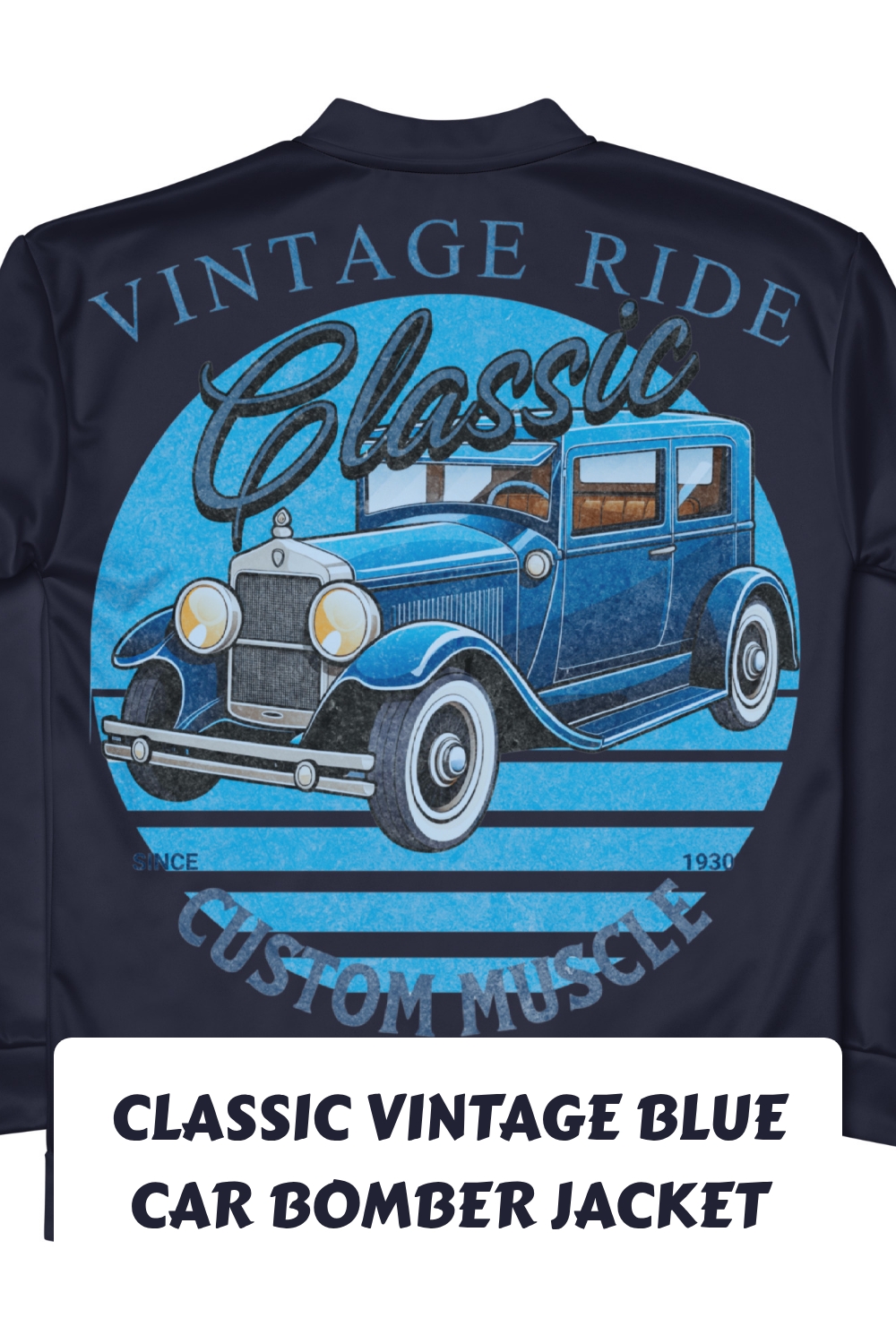 Classic Vintage Blue Car Bomber Jacket generated pin 26021
