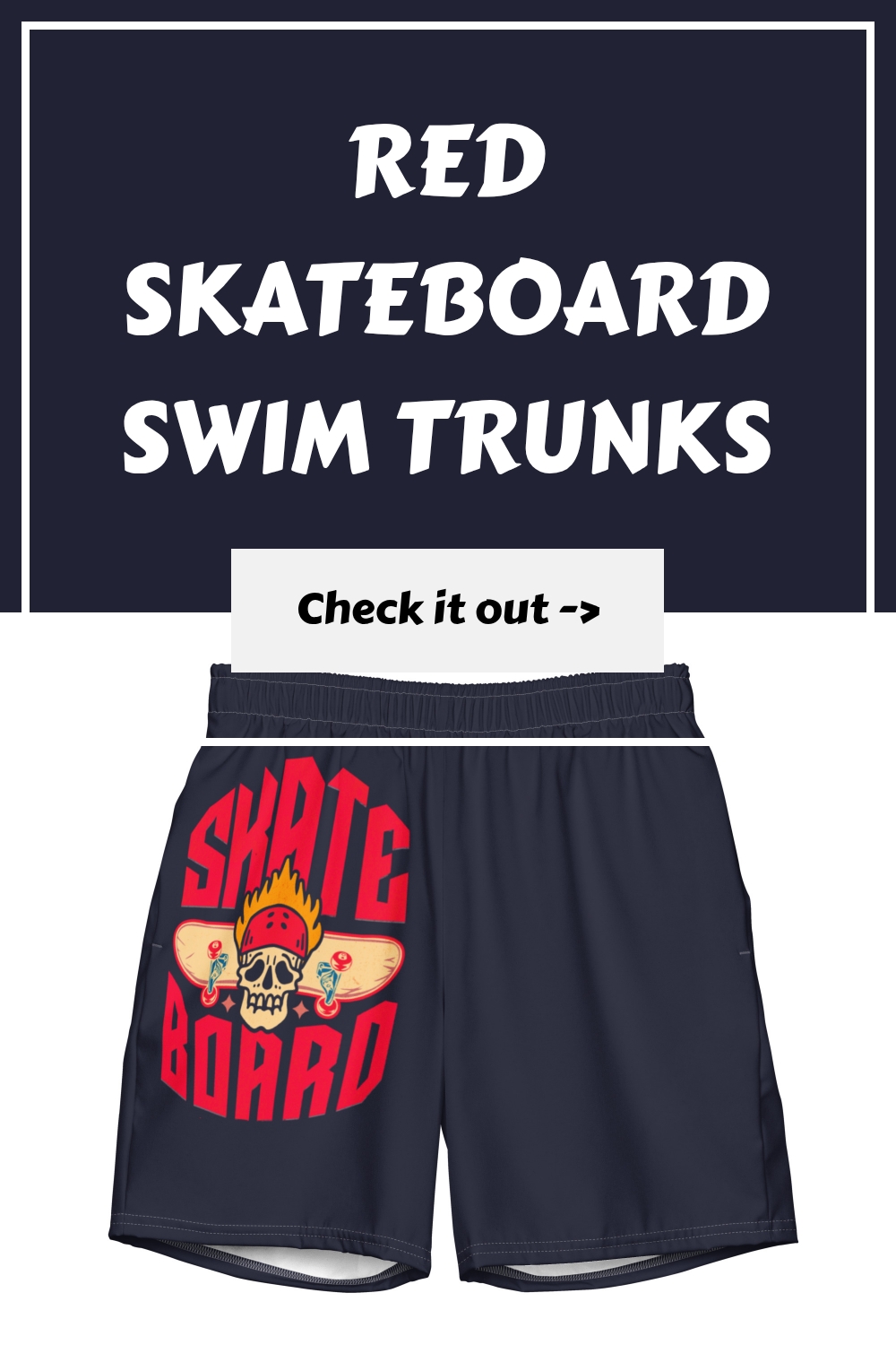 Red Skateboard Swim Trunks generated pin 25262