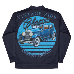 Classic Vintage Blue Car Bomber Jacket