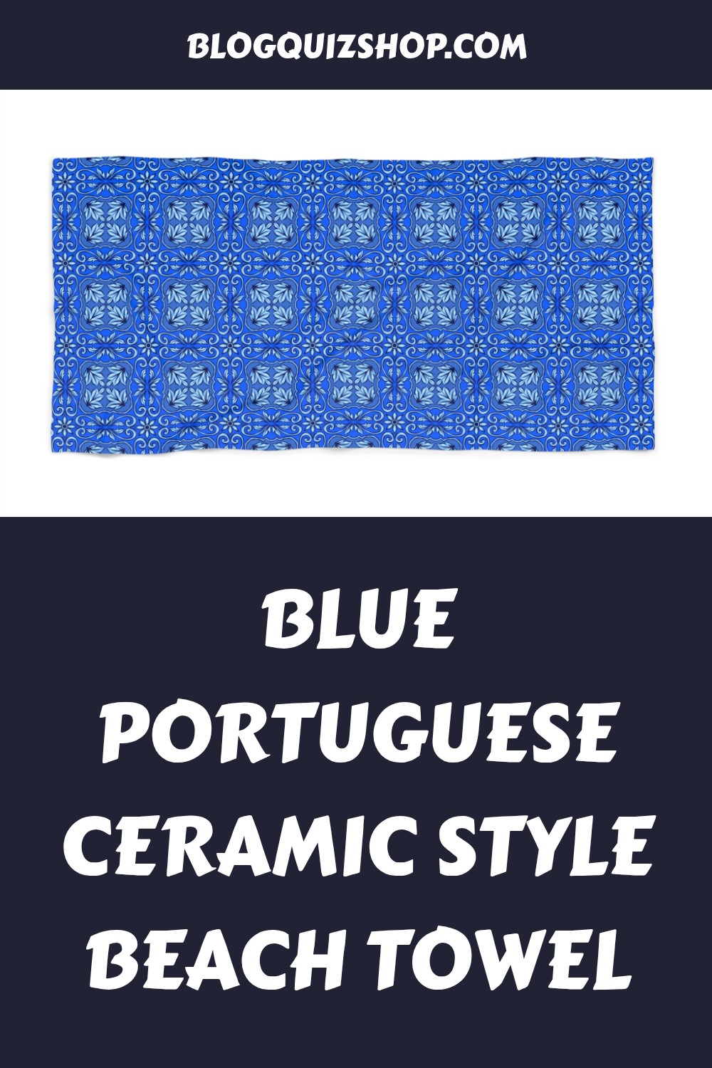Blue Portuguese Ceramic Style Beach Towel generated pin 29581 1