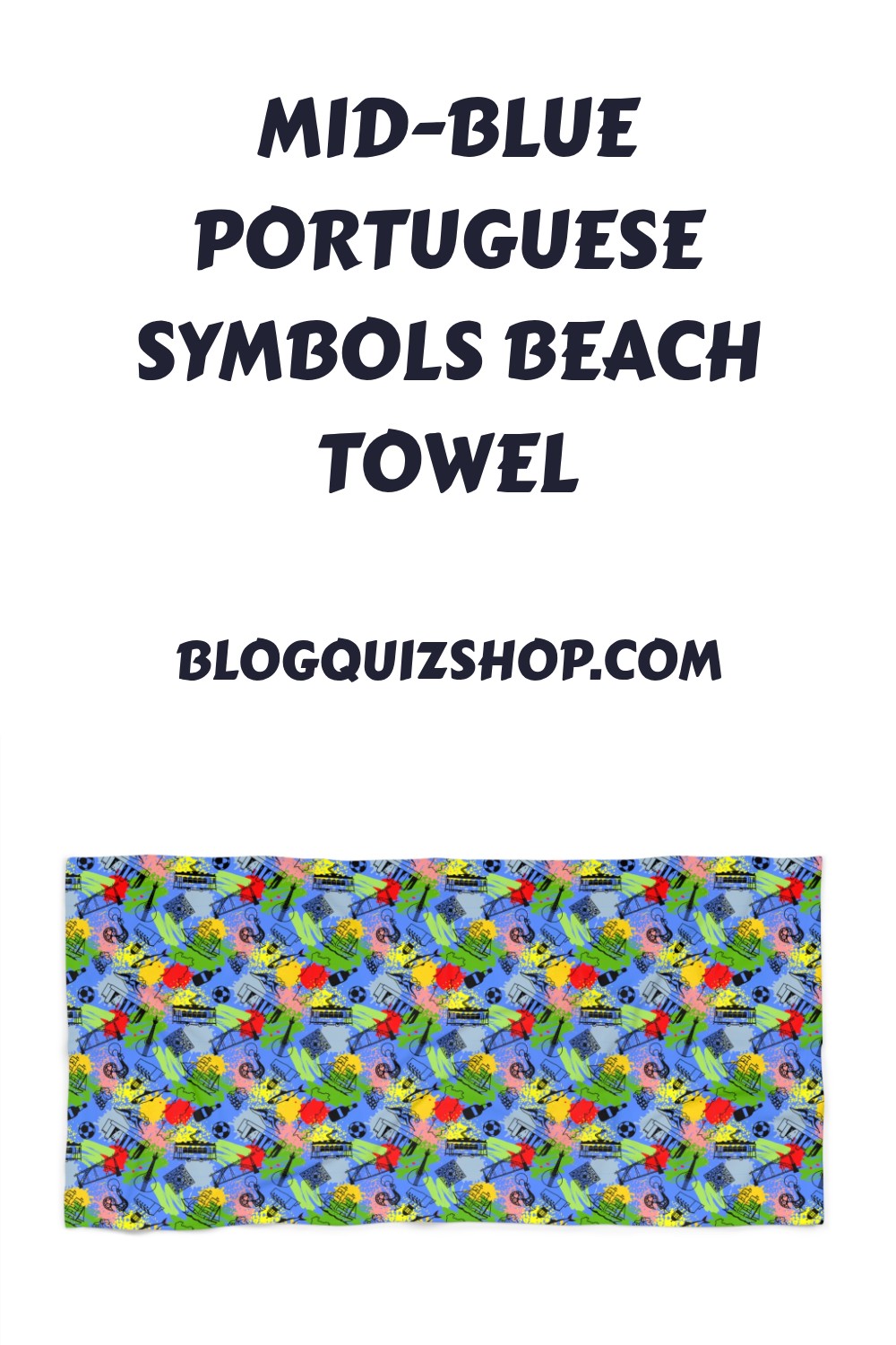 Mid Blue Portuguese Symbols Beach Towel generated pin 29585 1