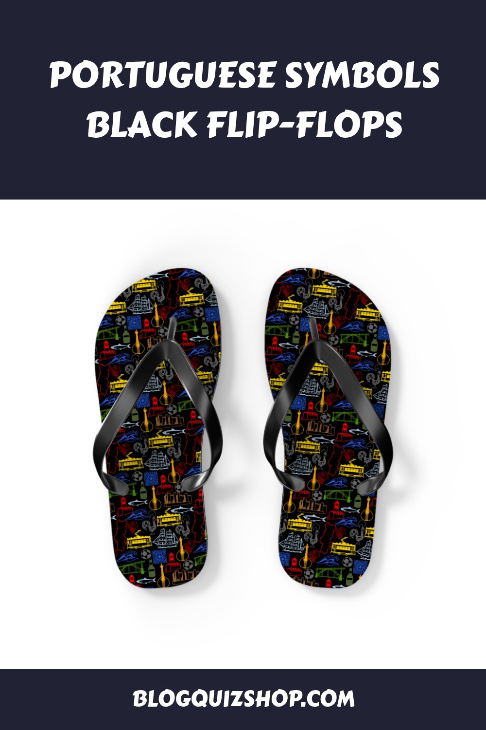 Portuguese Symbols Black Flip Flops generated pin 29561 1