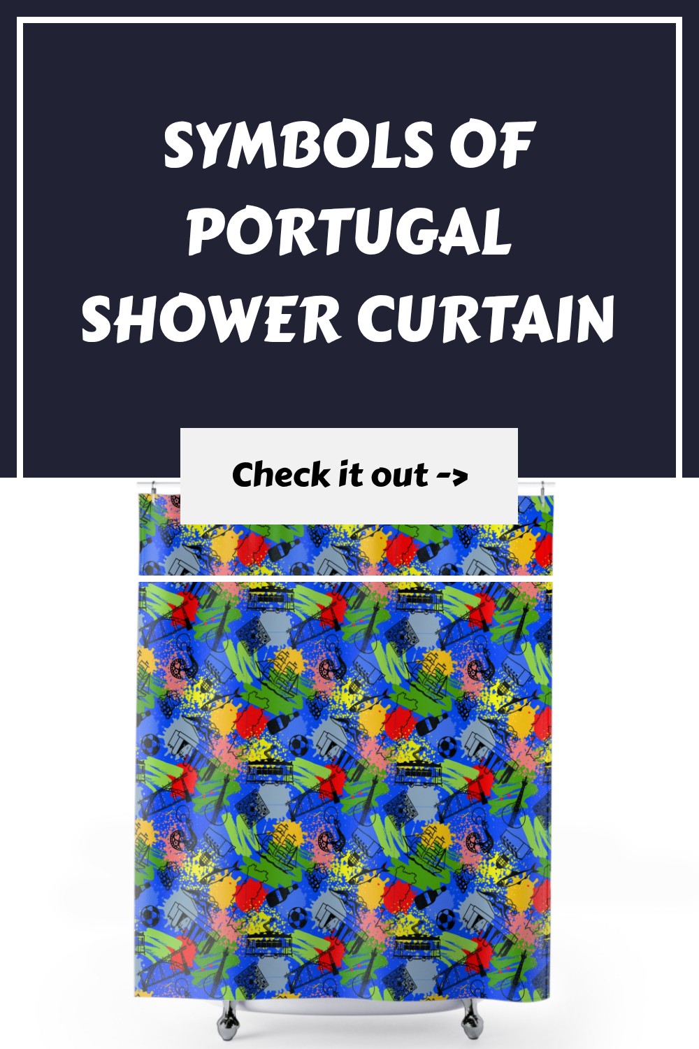 Symbols of Portugal Shower Curtain generated pin 29592