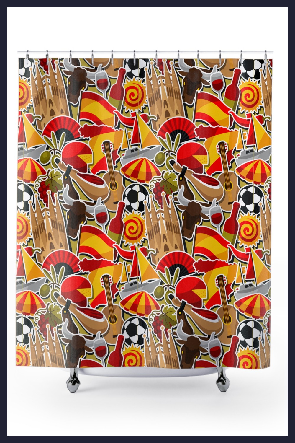 Symbols of Spain Shower Curtain generated pin 29619 1