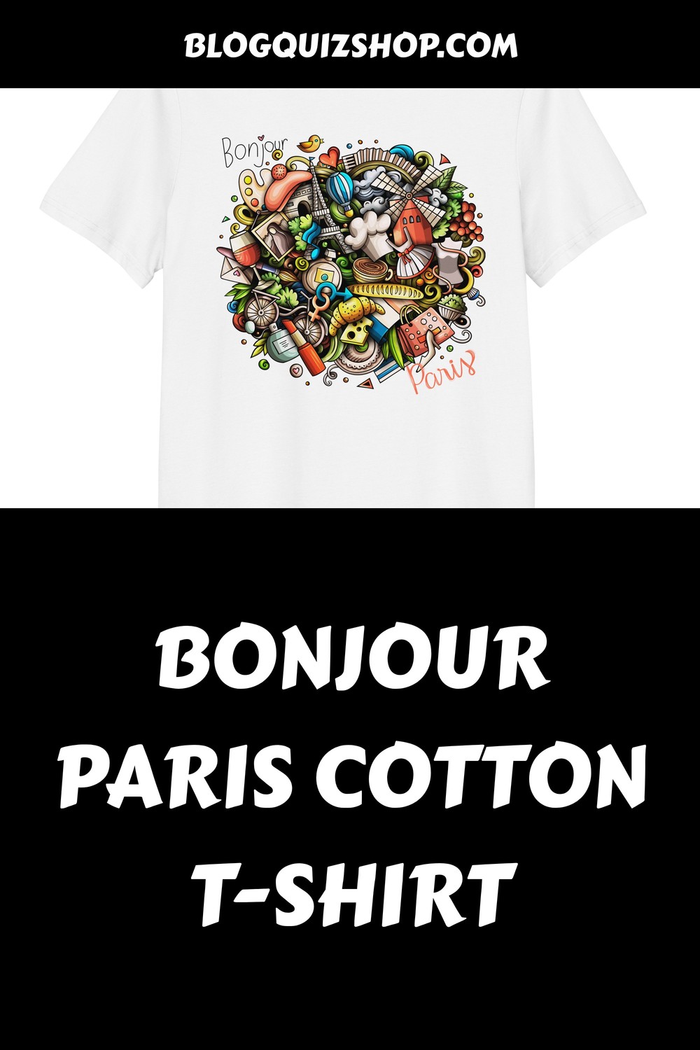 Bonjour Paris Cotton T Shirt generated pin 34272 1