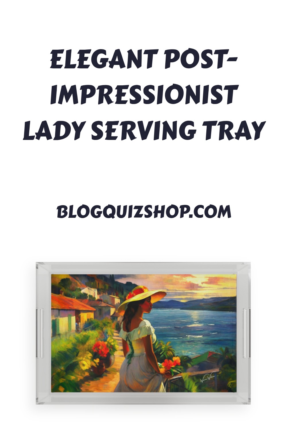 Elegant Post Impressionist Lady Serving Tray generated pin 29397